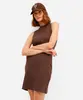 vestido curto feminino de algodão canelado marrom P