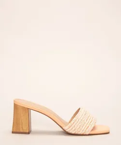 tamanco feminino salto médio tira corda off white 36