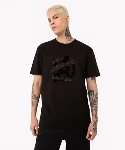 camiseta de algodão vingadores flocado manga curta preta P