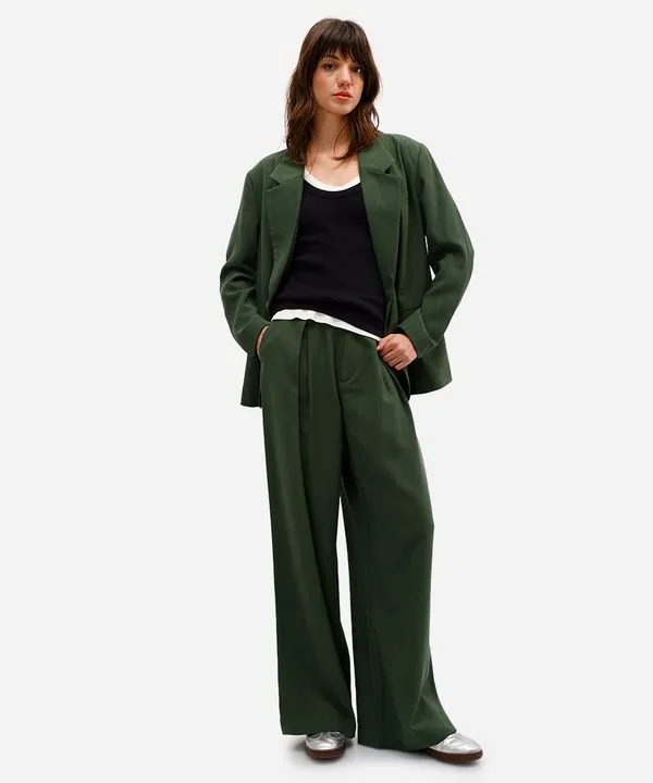 calça de alfaiataria feminina em viscose rita lazzarotti verde 42