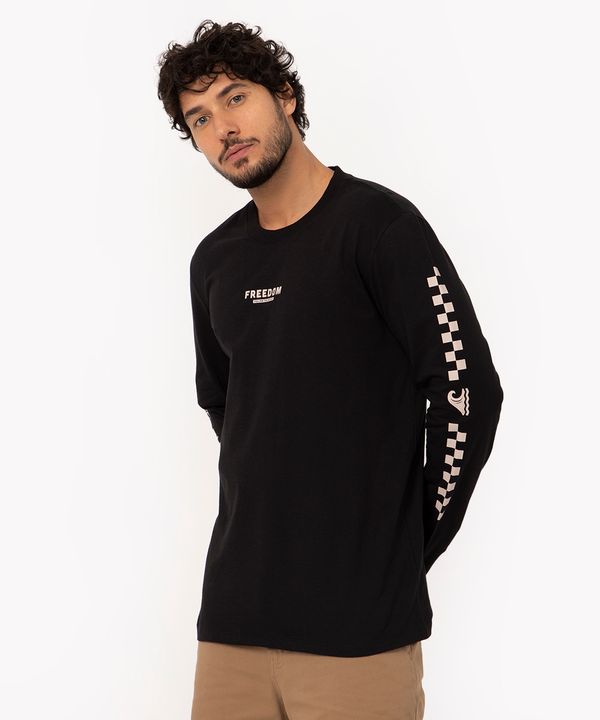 camiseta de algodão manga longa freedom preto P