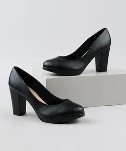Scarpin Feminino Beira Rio Bico Redondo Salto Grosso Médio Preto 38