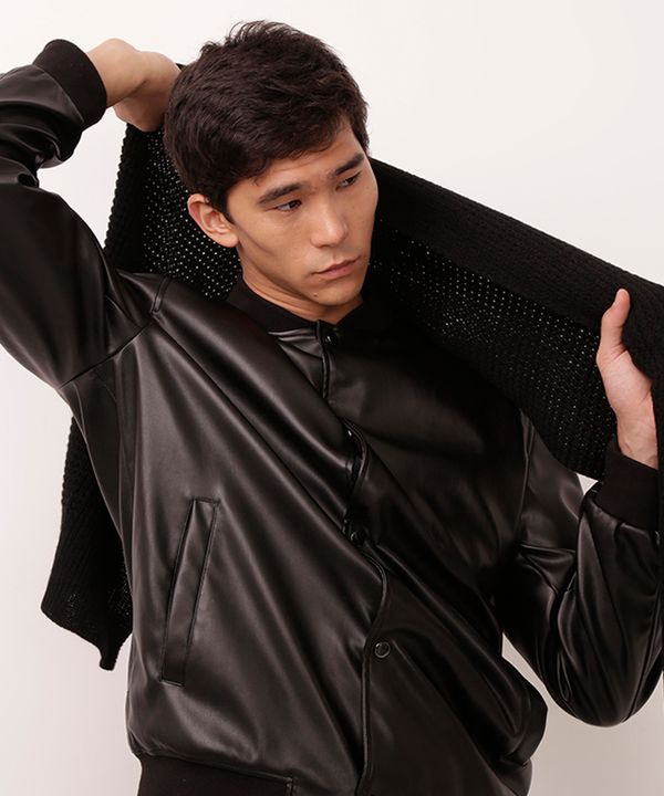 cachecol de tricot preto UNICO