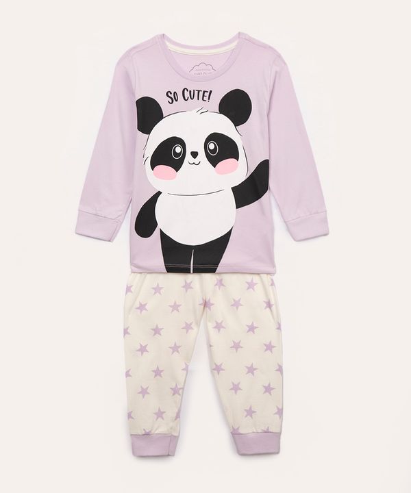 pijama infantil longo panda lilás 3
