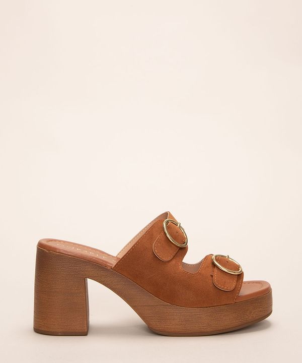tamanco feminino plataforma madeira caramelo 35