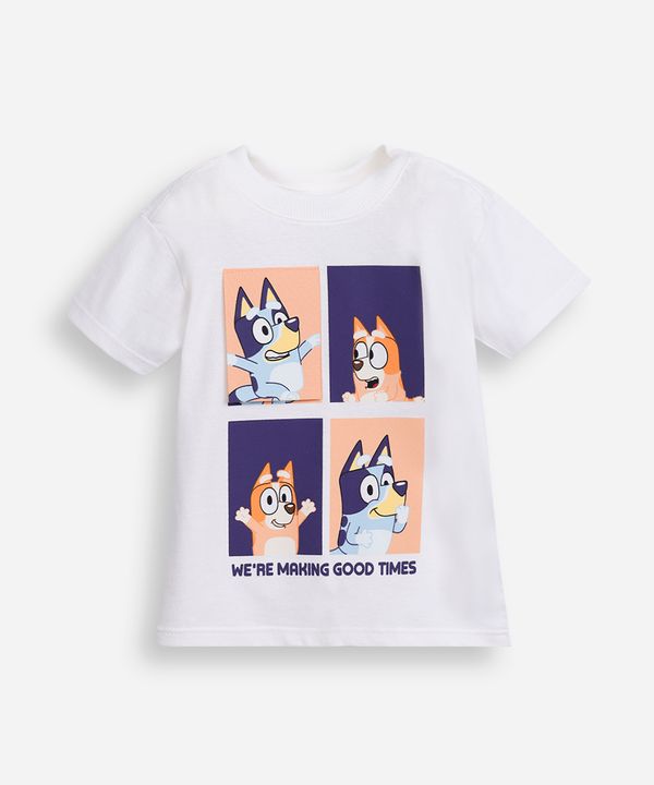 camiseta de algodão infantil manga curta bluey e bingo off white 2