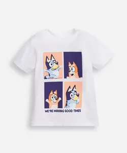 camiseta de algodão infantil manga curta bluey e bingo off white 4