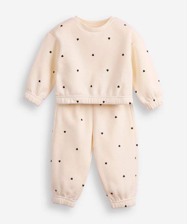 conjunto infantil longo de moletom coração off white 4