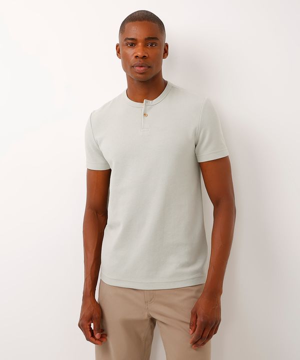 camiseta de algodão texturizada manga curta verde G