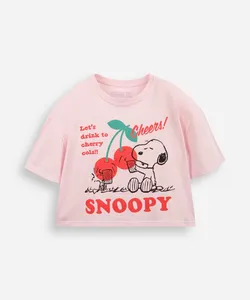 camiseta juvenil boxy cropped snoopy cereja rosa 10