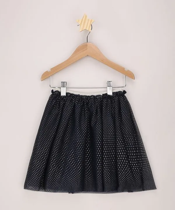 Saia de Tule Infantil com Brilho Azul Marinho 8