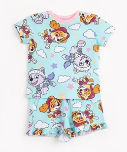 pijama de algodão infantil patrulha canina manga curta azul 4