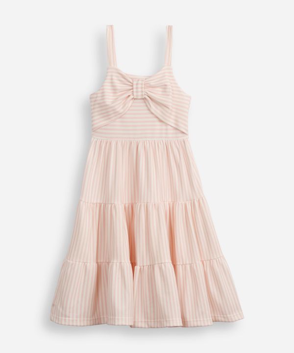 vestido infantil listrado com laço rosa 10