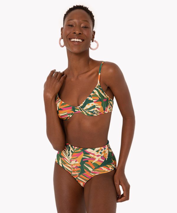 biquíni calcinha tanga floresta hot pants com proteção uv50 verde G