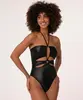 maiô frente única cut out argola com bojo e proteção uv50+ preto GG