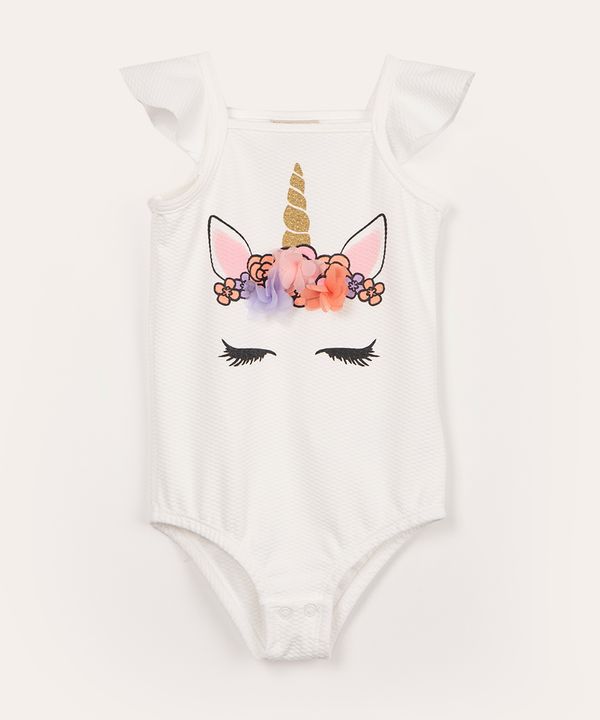 body infantil unicórnio com babado off white 1