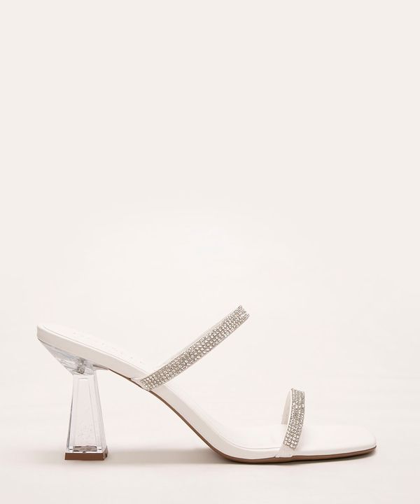 tamanco com strass salto médio acrílico oneself branco 38