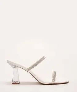 tamanco com strass salto médio acrílico oneself branco 39