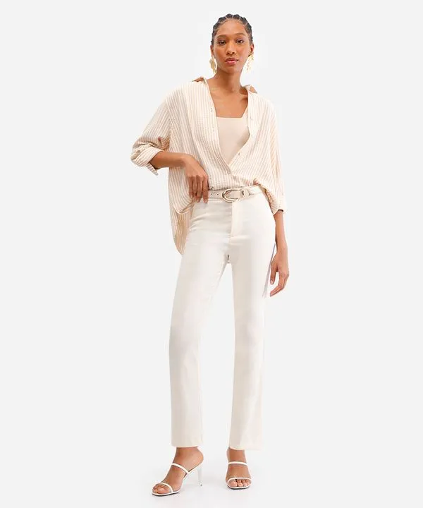calça skinny feminina cós elástico bege 40