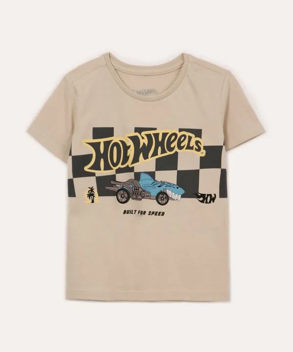 camiseta de algodão infantil hot wheels bege 5