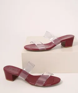 Tamanco Feminino em Vinil Salto Médio Bebecê Transparente 35