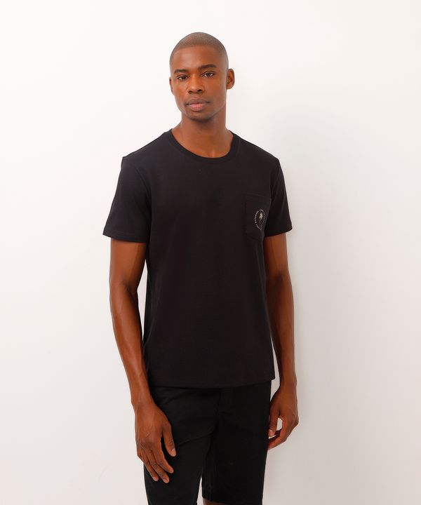 camiseta de moletinho coqueiro com bolso preta M