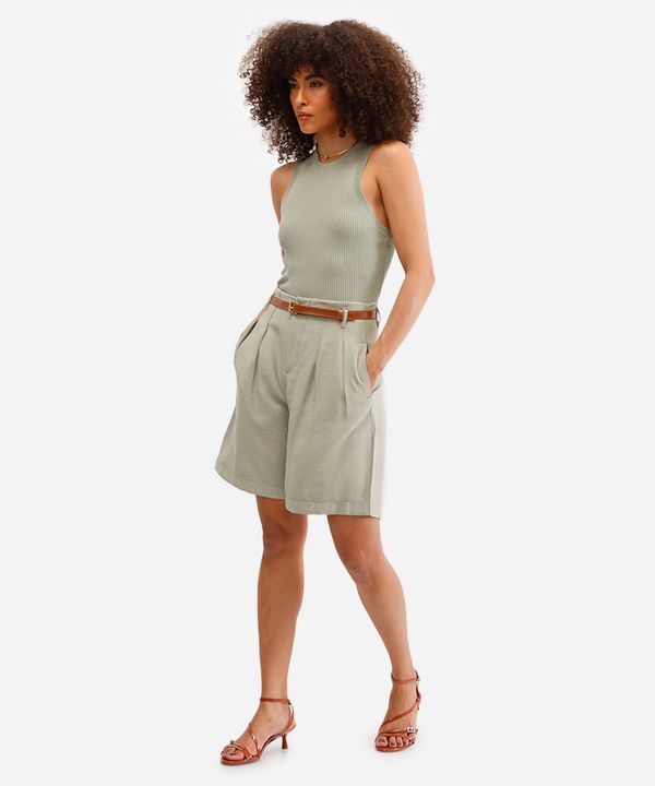 bermuda de alfaiataria feminina com cinto verde 36