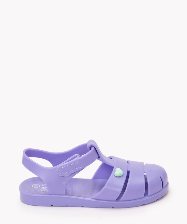 sandália infantil com velcro coração lilás 22-23
