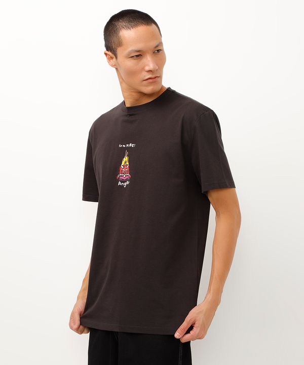 camiseta de algodão raiva divertida mente preto GG
