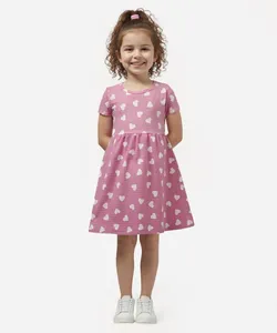 vestido midi infantil corações texturizado rosa 12
