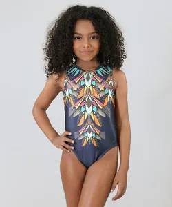 Maiô Infantil Cia. Marítima Tal Mãe Tal Filha Estampado Boho Chic com Proteção UV50+ Azul Marinho 4