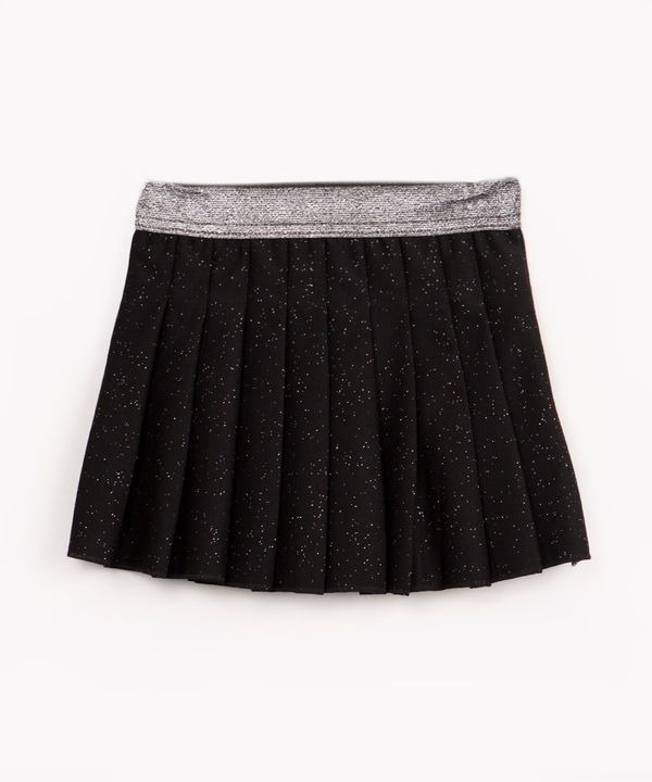 saia de pregas infantil com glitter preta 6