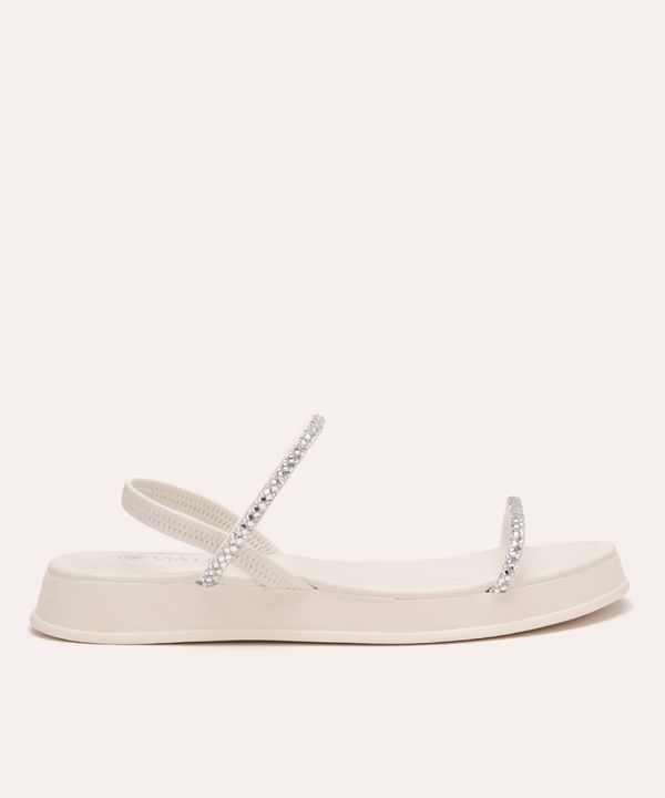 rasteirinha flatform via uno tiras com brilhos off white 36