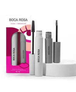 kit boca rosa máscara de cílios efeito natural e máscara de sobrancelha UNICO