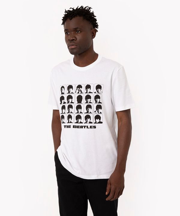 camiseta de algodão the beatles manga curta branca GG