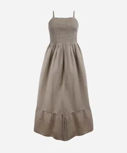 vestido midi juvenil de algodão com recorte texturizado verde 10