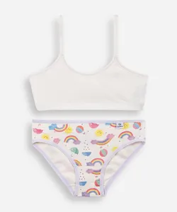 conjunto de calcinha e top infantil estampado delrio off white GG