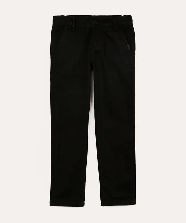 calça slim de sarja infantil com bolsos chino preto 10