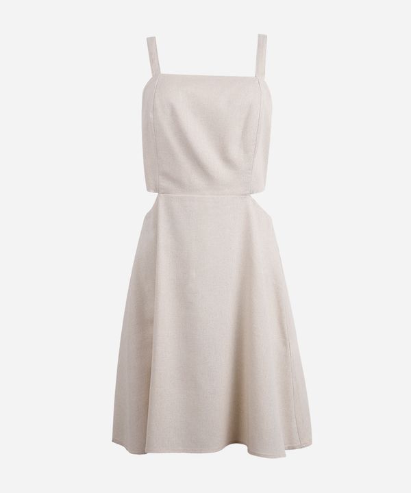 vestido juvenil curto com cutout na cintura bege 10
