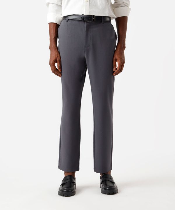 calça masculina slim alfaiataria cinza 42