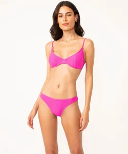 biquíni calcinha tanga texturizada com proteção uv50 rosa PP