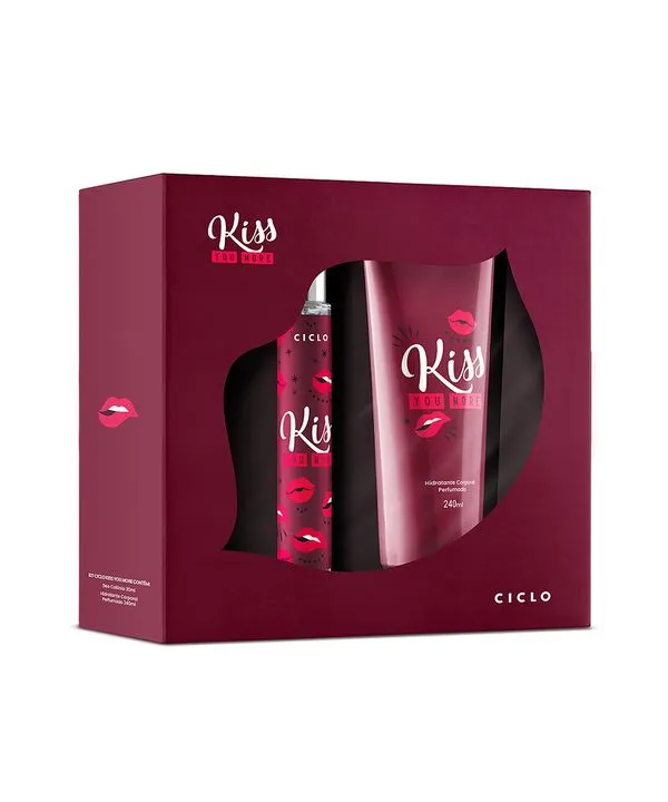 kit kiss you more deo colônia 30ml hidratante corporal único Único