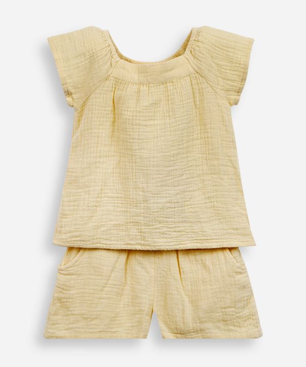 conjunto infantil manga curta leve amarelo 2