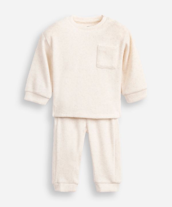 conjunto infantil longo mesclado bege 9-12