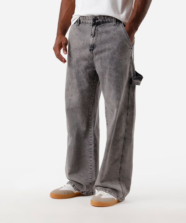 calça masculina jeans super baggy cinza 40