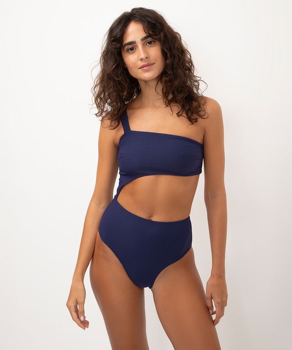maiô ombro único cut out com proteção uv azul M