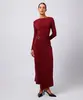 vestido midi feminino manga longa com fenda vinho P