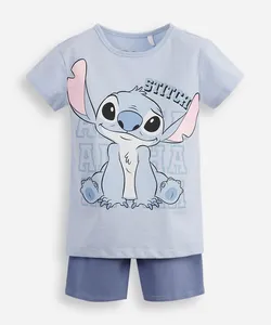 conjunto curto infantil de algodão stitch azul 10