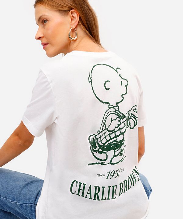 camiseta feminina de algodão peanuts off white GG