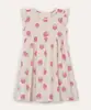 vestido infantil de algodão morangos bege 4